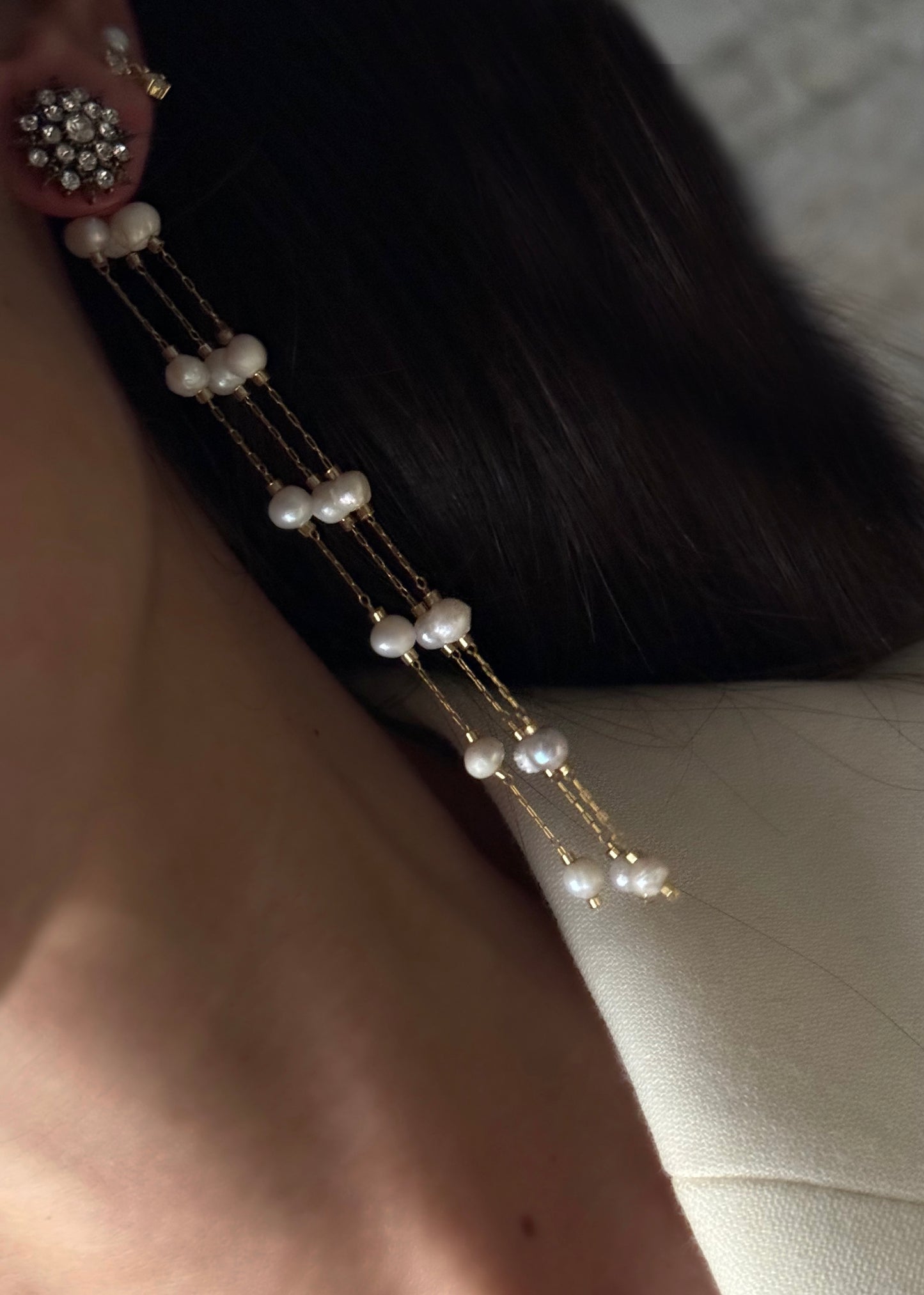 Pendientes Raíces Antique "Lágrimas de Perlas" desmontables