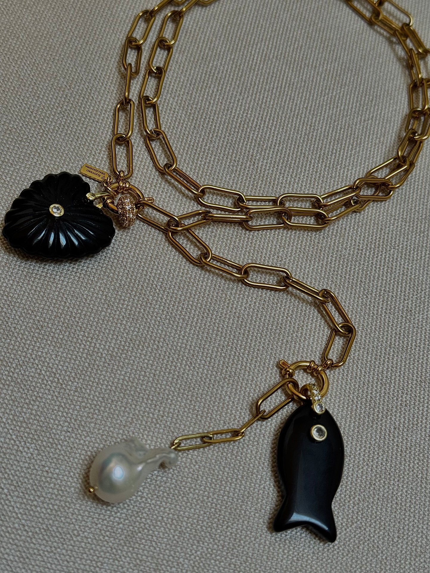 Collar AMALFI Eslabones largo 2 vueltas MULTIPOSICIÓN ~ISLA
