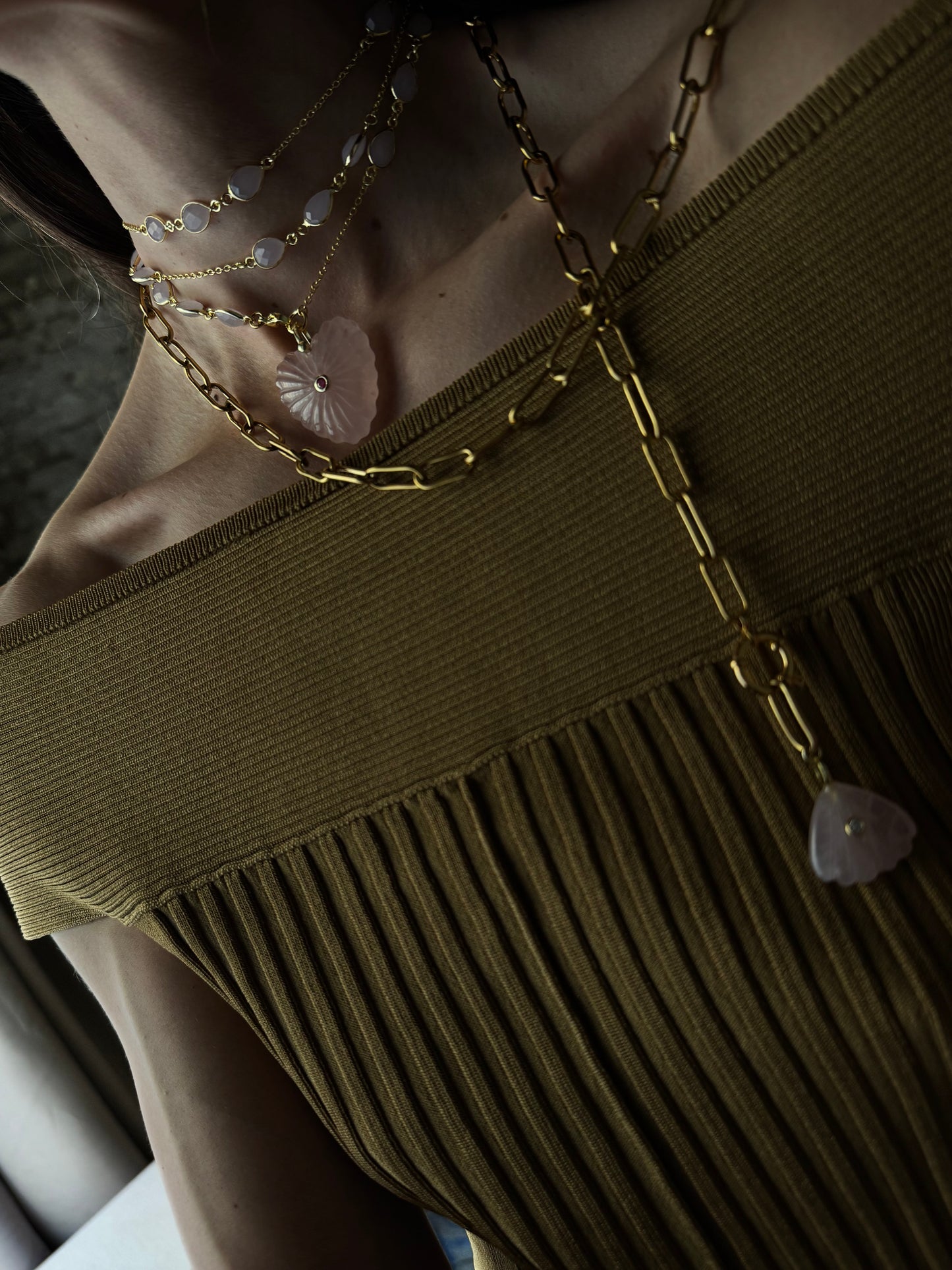 Collar AMALFI Eslabones largo 2 vueltas MULTIPOSICIÓN ~ISLA