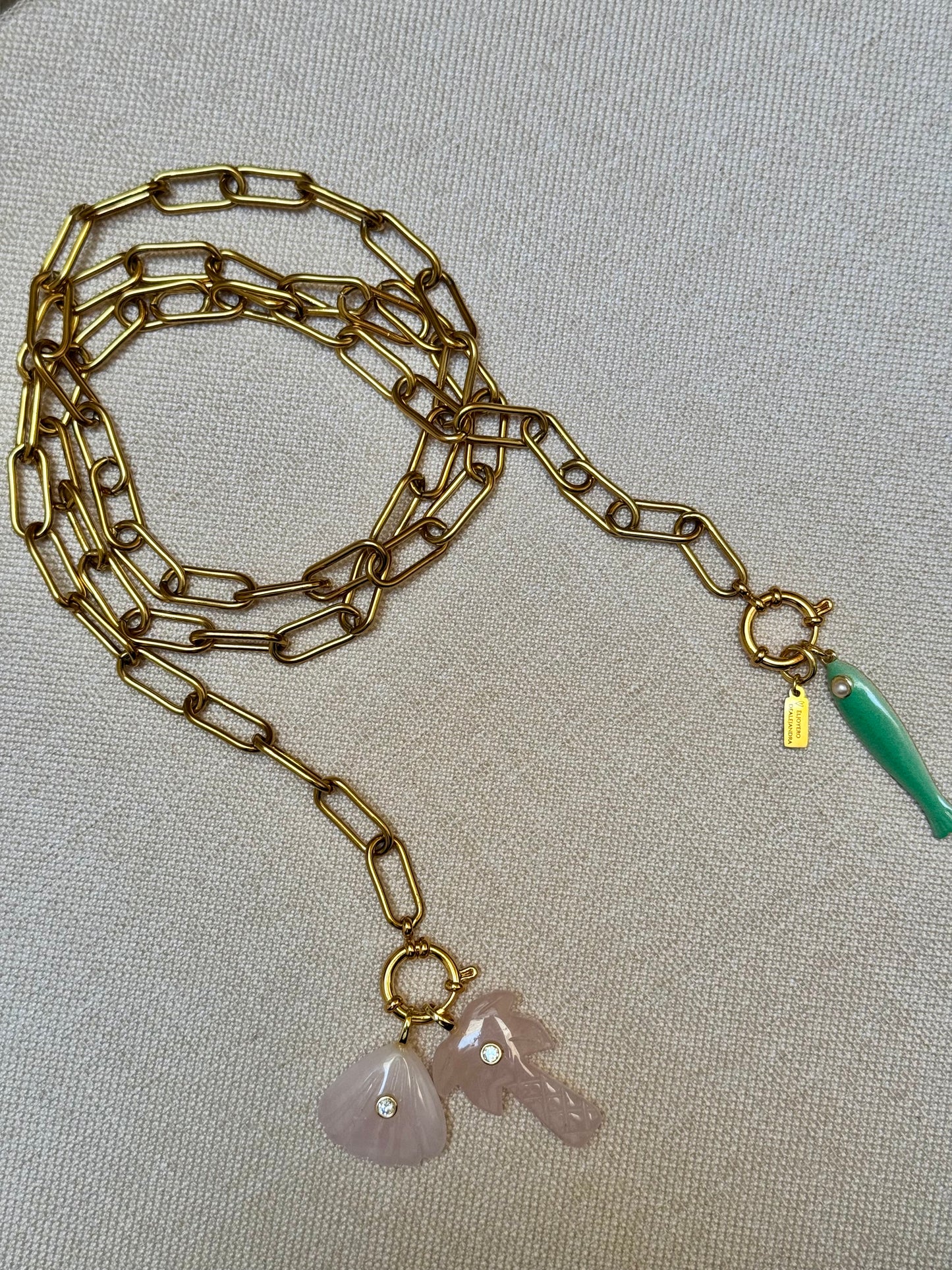 Collar AMALFI Eslabones largo 2 vueltas MULTIPOSICIÓN ~ISLA