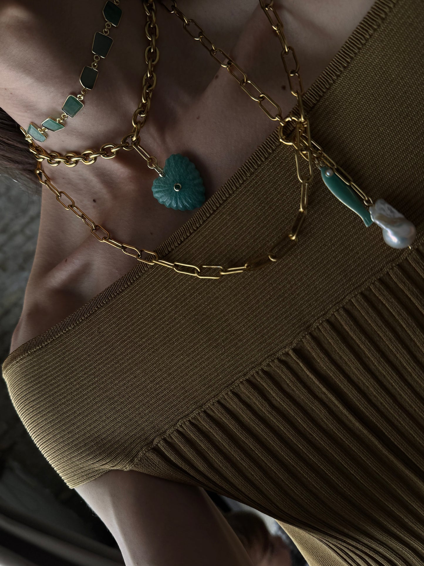 Collar MILOS CORAZÓN Eslabón Simple ~ISLA