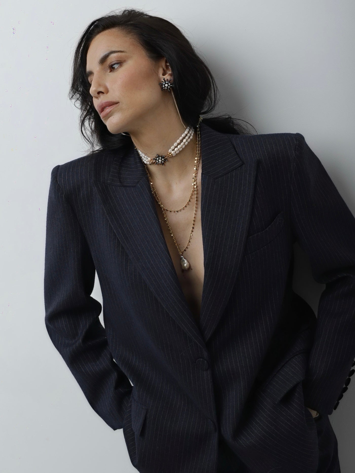 Choker Raíces Triplete de Perlas & Estrella Emperlada