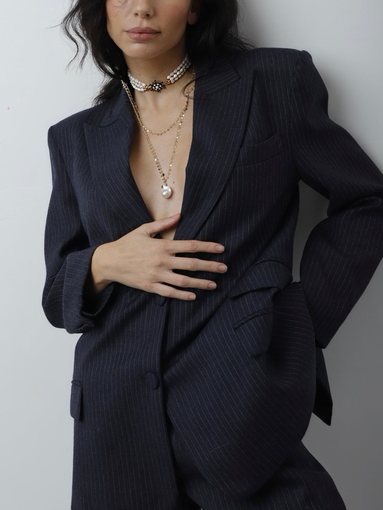 Choker Raíces Triplete de Perlas & Estrella Emperlada