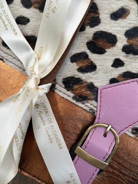 Bolso PRINT ~ Bronce&Leopardo Hebilla Rosa