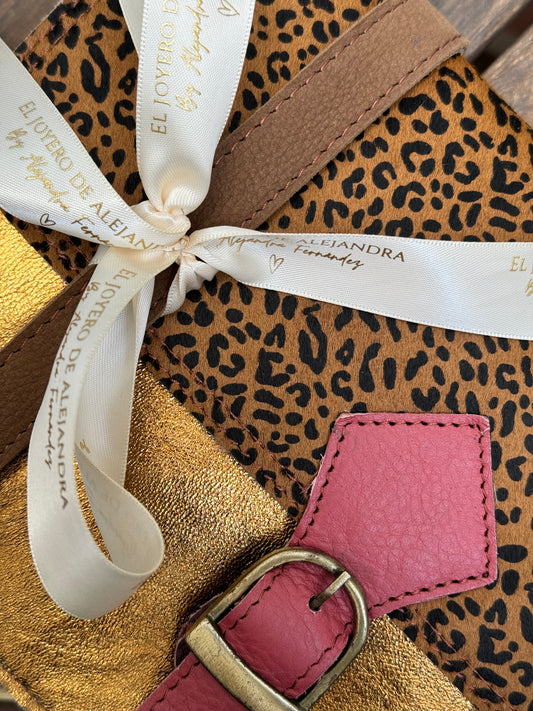 Bolso PRINT ~ Gold&Leopardo Hebilla Cereza