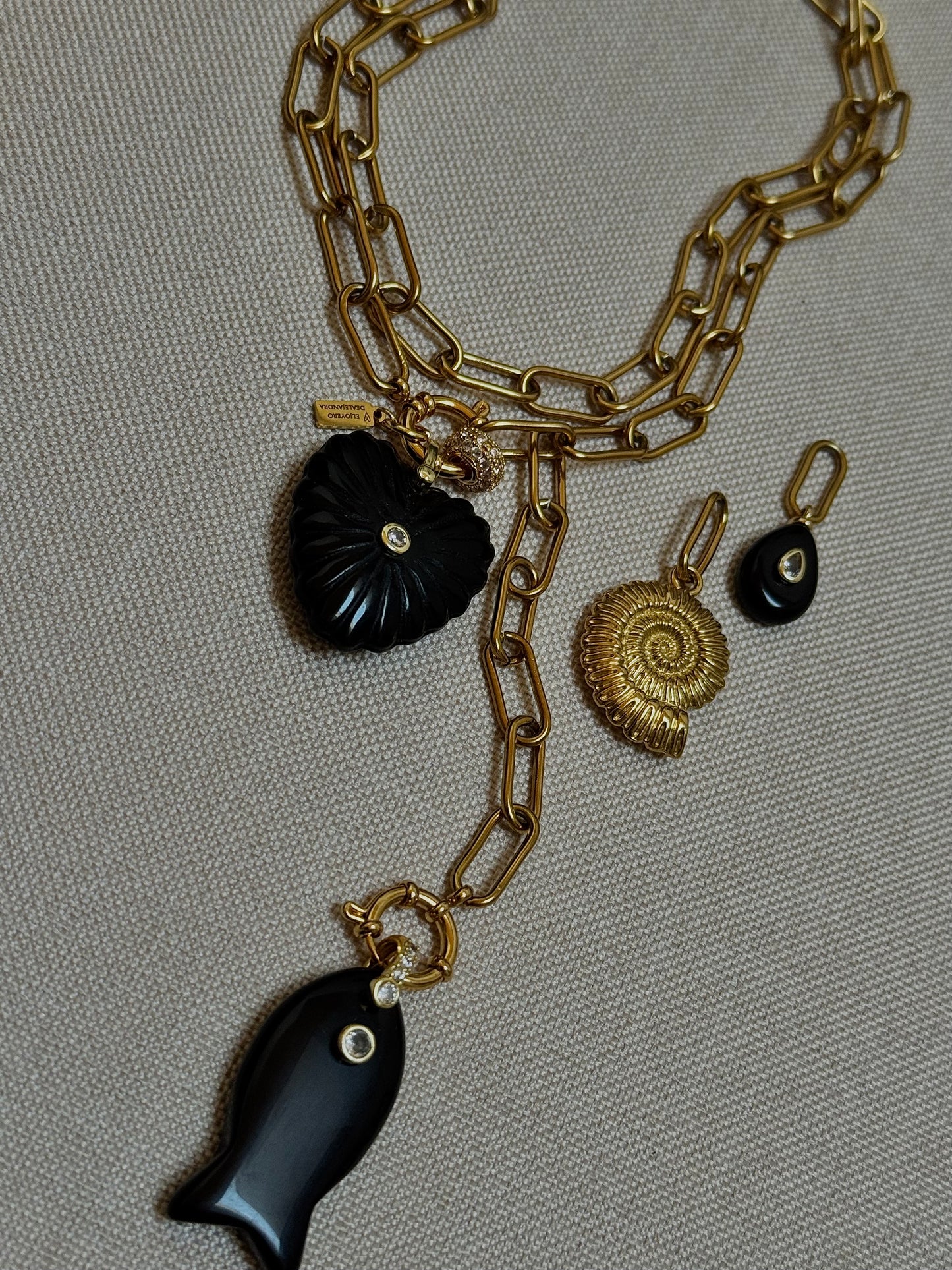 Collar AMALFI Eslabones largo 2 vueltas MULTIPOSICIÓN ~ISLA