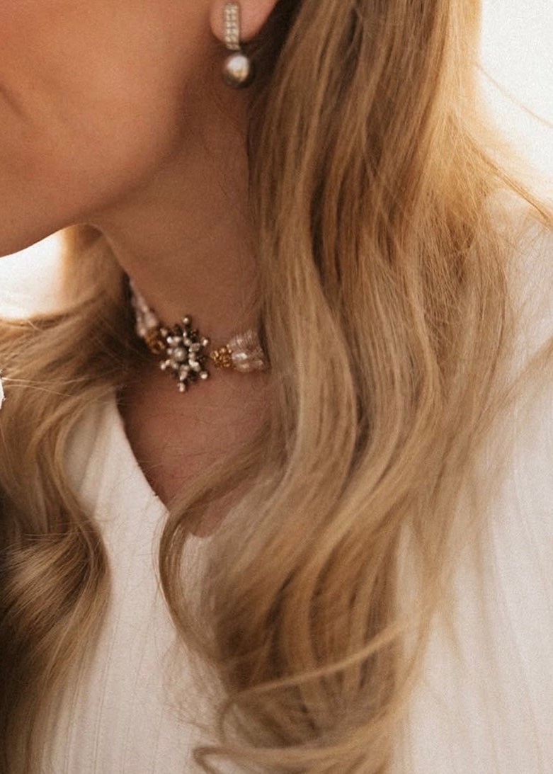 Choker Raíces Triplete de Perlas & Estrella Emperlada